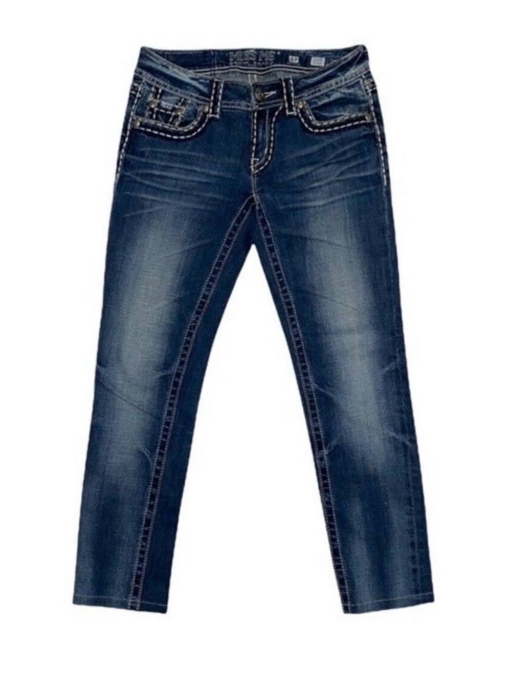 Miss Me Embroidered Pocket Cropped Skinny Jeans - size 27